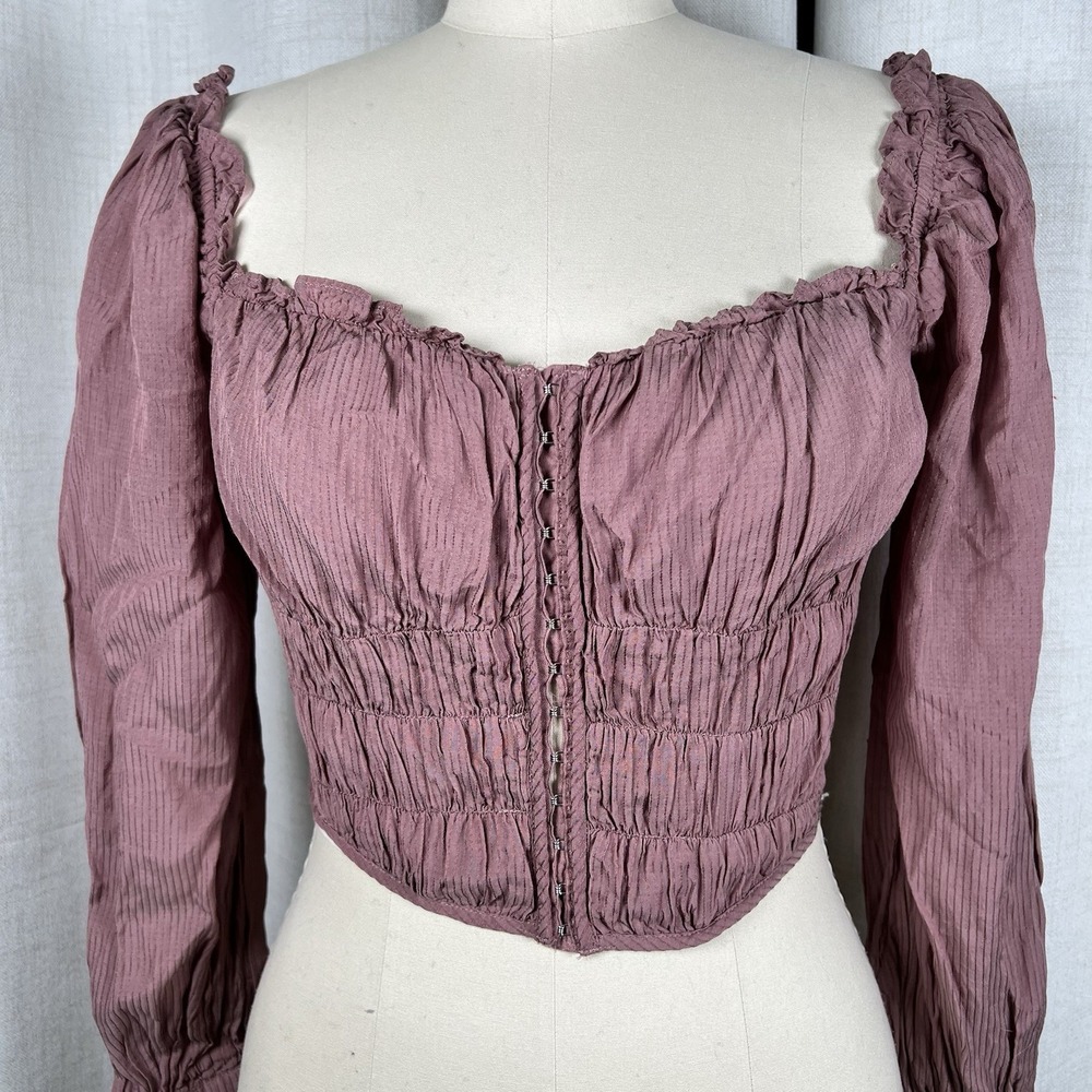 ASTR The Label Amber Sweetheart Top Milkmaid Corset Smocked Dusty Rose Small - Picture 2 of 10